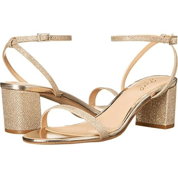 Badgley Mischka Shoes - Badgley Mischka Womens Danni Ii Heeled Sandal, Gold Fabric, 8.5 US